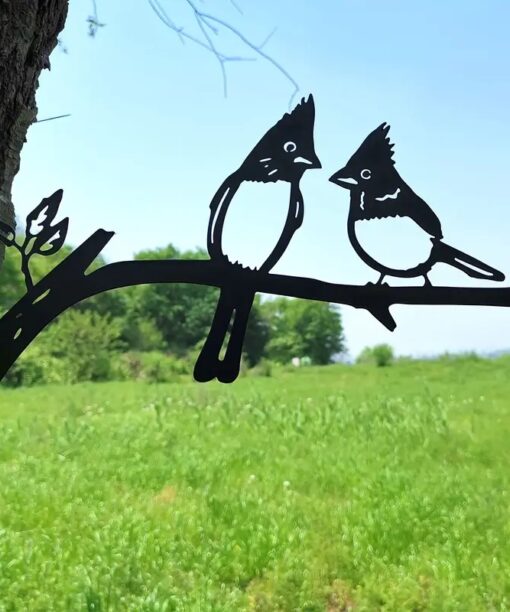 Black Metal Decor - Cardinals - Tree