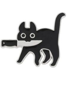Pin - Black Cat With Knife in Mouth