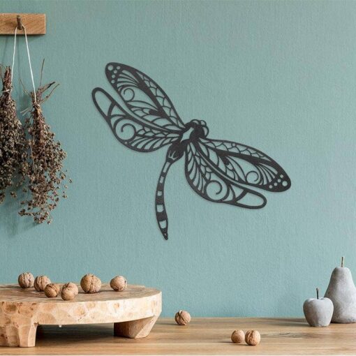 Single Dragonfly - Black Metal Decor