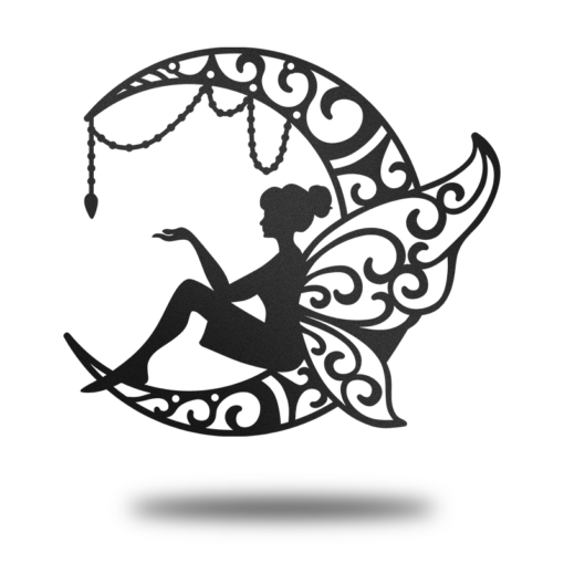 Fairy Moon - Large - Black Metal Decor