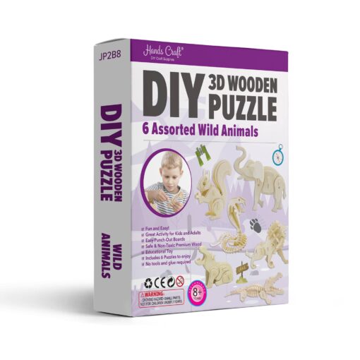 DIY 3D Wooden Puzzle Bundle Pack: Wild Animal