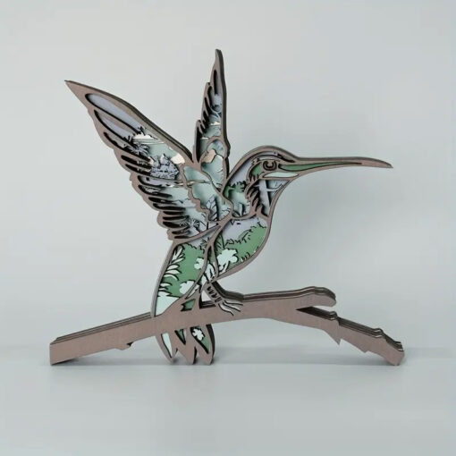 Hummingbird Layered Wood Decor (w/ Lights)