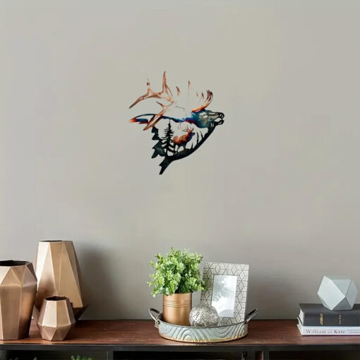 Elk / Caribou - Colored Black Metal Decor
