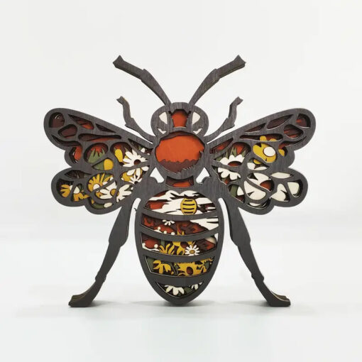 Bee Layered Wood Decor (w/ Lights)