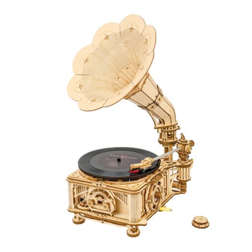 LKB01, DIY Wooden Puzzle: Crank Classic Gramophone