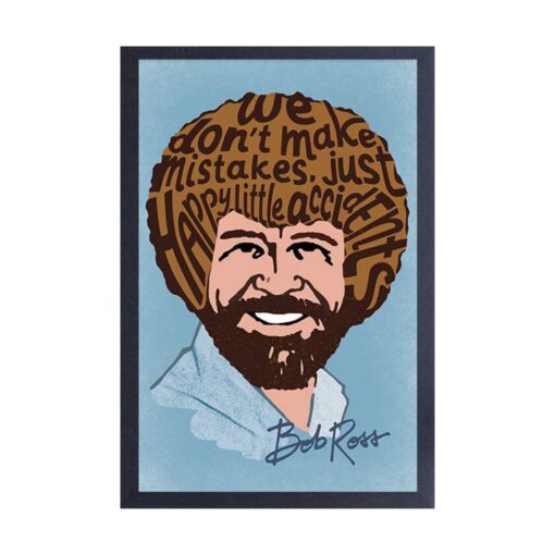Bob Ross - 11x17 Hair Word Collage Framed Print
