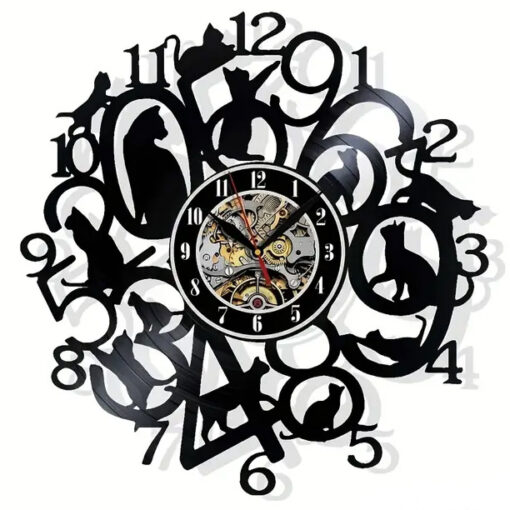 Numbered Cats Vinyl Clock
