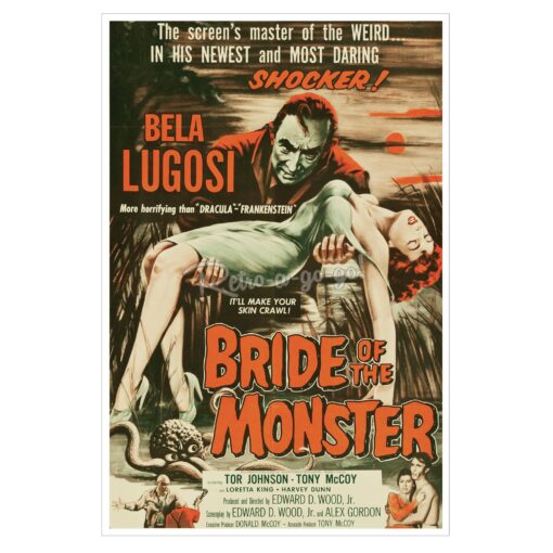 Bela Lugosi "Bride of Monster" 12x18 Print (Orange)