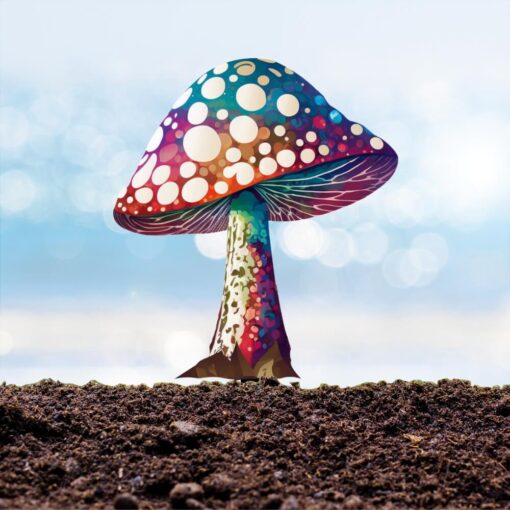 Garden Stake - Polka Dot Mushroom (UV Steel)