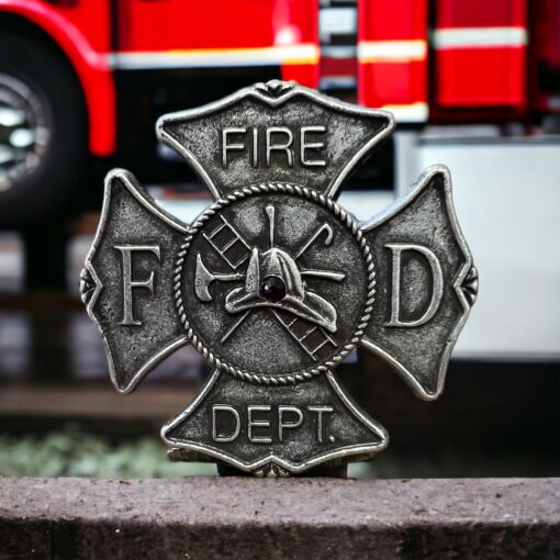 JM - Pewter Fire Department Emblem Stand