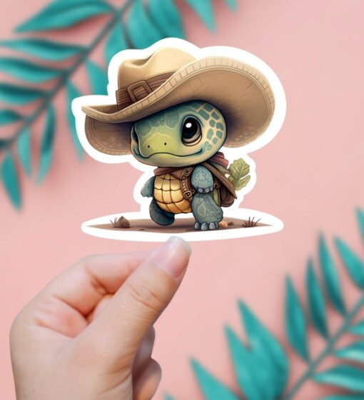 Cute Cowboy Turtle Sticker