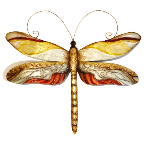Dragonfly Wall Decor Pearl Tan And Brown