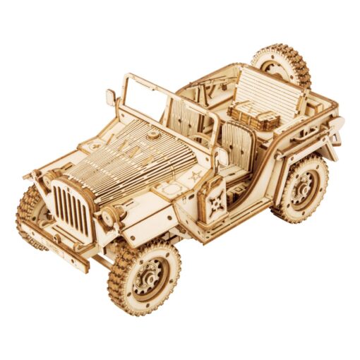 3D Laser Cut Wooden Puzzle: Army Field Car