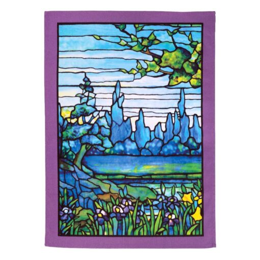 Louis C. Tiffany Iris Landscape Cotton Tea Towel