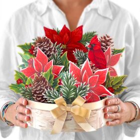 Birch Poinsettia - FreshCut Flowers Pop-up Card