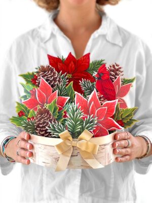 Birch Poinsettia - FreshCut Flowers Pop-up Card