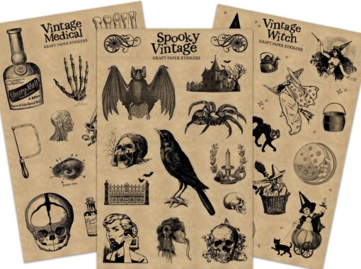 Spooky Vintage Sticker Sheets - Dark Russian Fairytales