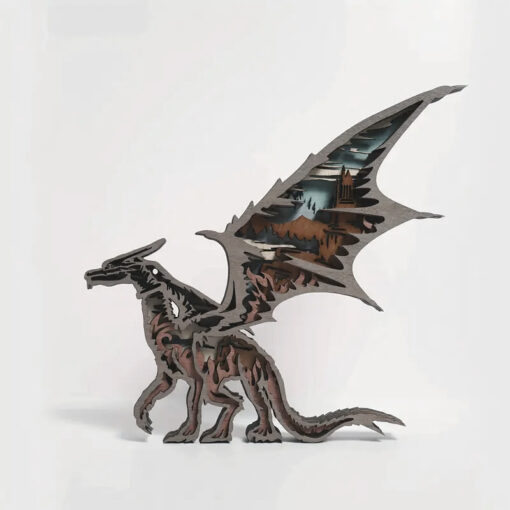 Dragon Layered Wood Decor (w/ Light)