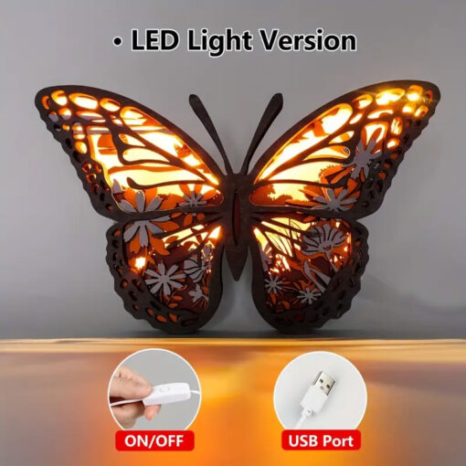 Wooden Decor - Monarch Butterfly Lit