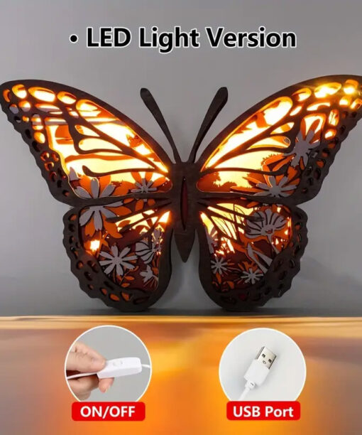 Wooden Decor - Monarch Butterfly Lit