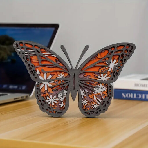 Monarch Butterfly Layered Wood Decor (w/ Lights)