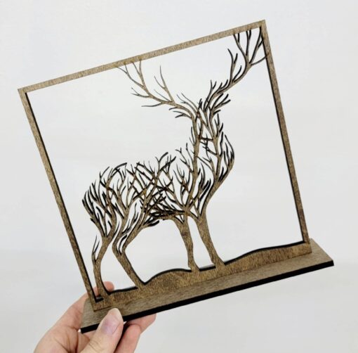 Free-standing Deer Art Wood Decor