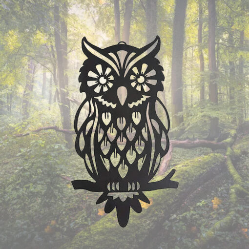 Perched Owl - Black Metal Decor