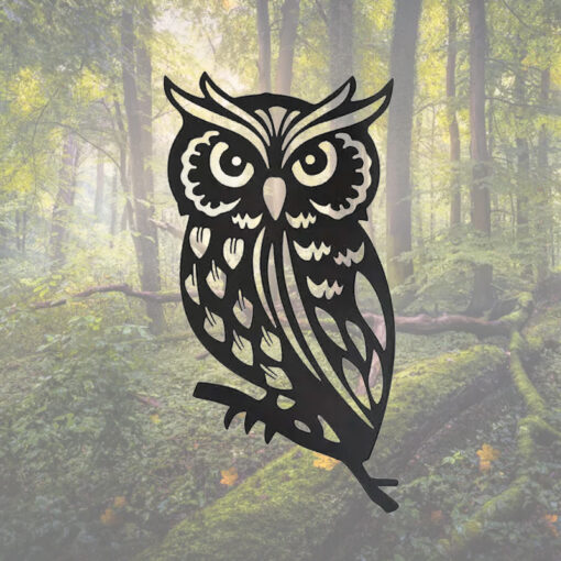 Side Perched Owl - Black Metal Decor
