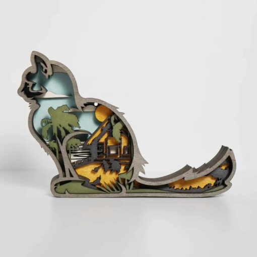 Cat Layered Wood Decor