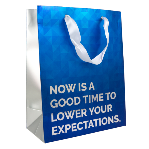 Funny Large Gift Bag: Lower Expectations: Blue Foil
