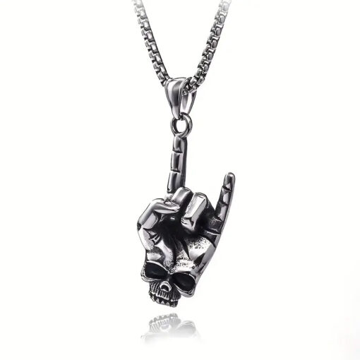 Horns Up Skull Necklace