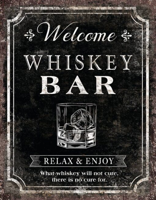 Whiskey Bar 12x16 Metal Sign Decor