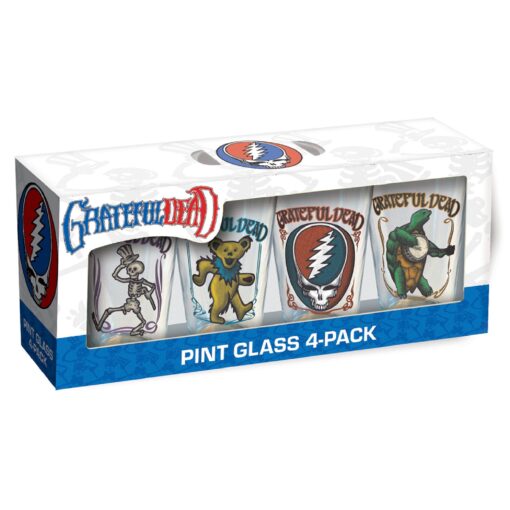 Grateful Dead Retro Drinking Glass Set (Set of 4 - 16oz)