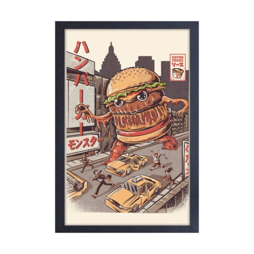 Burgerzilla 11x17 Framed Print by Illustra