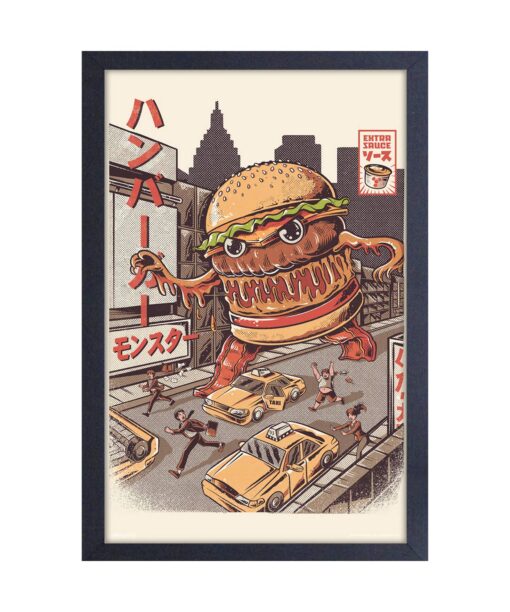 Burgerzilla 11x17 Framed Print by Illustra