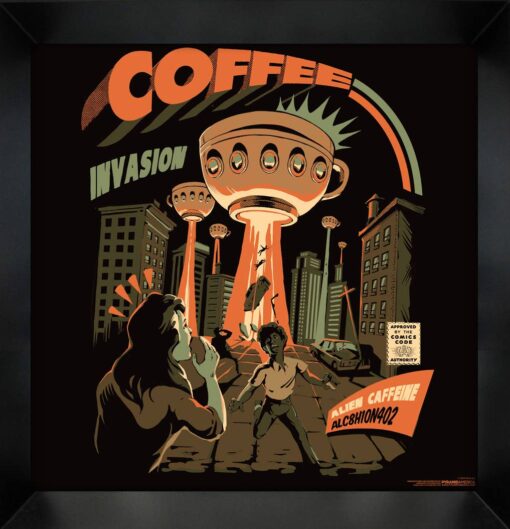 Coffee Invasion 12x12 Framed Print by Illustra