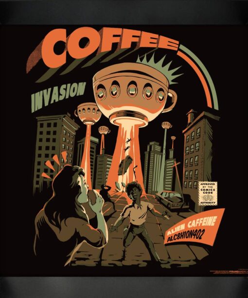 Coffee Invasion 12x12 Framed Print by Illustra