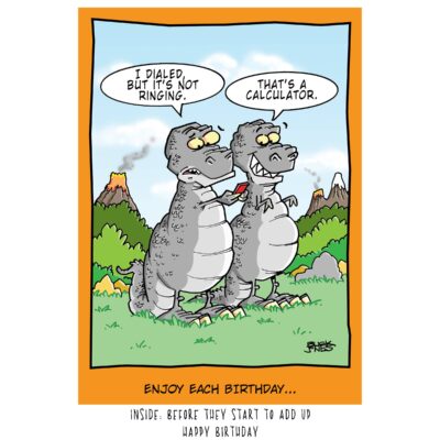 T-Rex with Calculator Birthday Card